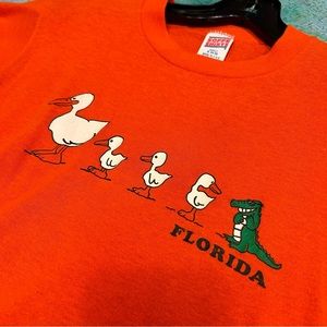 Vintage 80’s- Orange - Duck print- Florida - Graphic cotton Tee